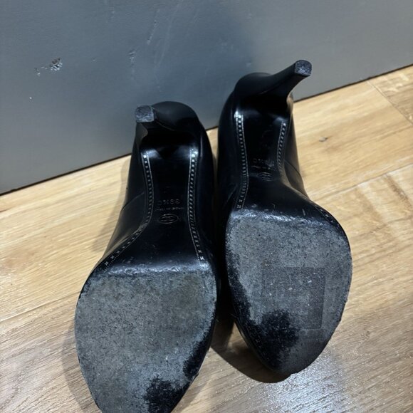CHANEL Black Women Pump Heel Black Leather - Picture 5 of 6